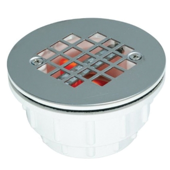 AB&A™ 63500 Receptor Base Shower Drain, For Pipe Size: 2 in, PVC Body, Stainless Steel Grate, Round, 4-1/4 in Grate