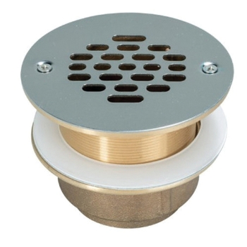 AB&A™ 67039 Shower Drain, For Pipe Size: 2 in, IPS Outlet Connection, Bronze Body, Stainless Steel Grate, Round, Chrome