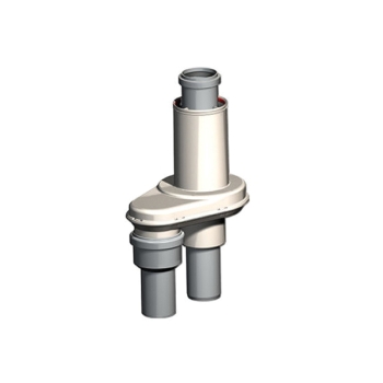 Centrotherm ICTCR24 Concentric Reversible Adapter, 4 in Intake, 2 in Exhaust, PP, White, 6-1/2 in Height, 10.2 in Width