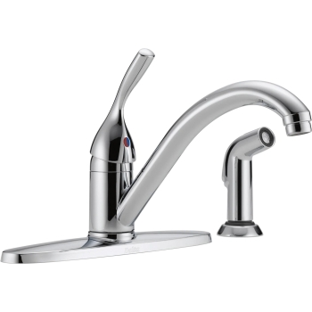 DELTA® 400-DST Kitchen Faucet With Side Sprayer, Deck Installation / Mounting, 1 Handles, 4 Holes, 1.8 gpm Flow Rate