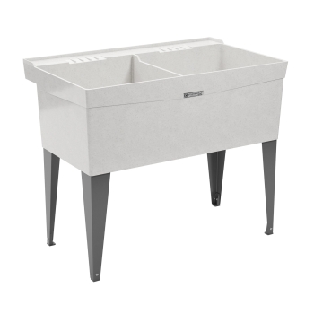 ELM® DURASTONE® UTILATWIN® 26F Double Laundry Tub, Fiberglass, 24 in Length, 40 in Width, 14-3/8 in Depth, White