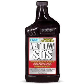 FPPF Melt Down SOS 00124 Emergency Fuel Treatment, Liquid Form, 32 oz Net Content, Amber, Hydrocarbon-Like Odor / Scent
