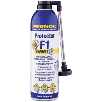 Fernox Protector F1 62673 Express, Light Brown Liquid Form, 400 mL Net Content, Aerosol Container, Yellow