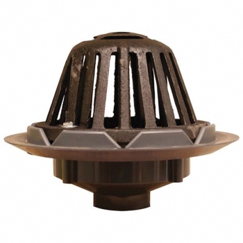 Jones Stephens™ R18005 Roof Drain With Cast Iron Dome, PVC, White, 9 in Thickness, 11 in Diameter, Drain Function Type