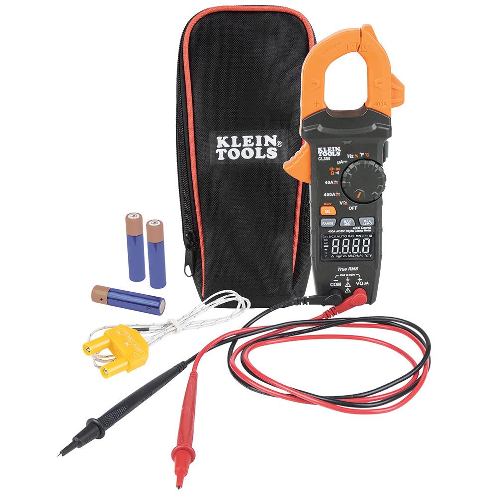 KLEIN TOOLS® CL390 AC/DC Digital TRMS Clamp Meter, 600 V, 400 A, 40 MOhm, 1.6 in Jaw