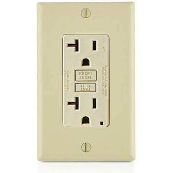 Leviton® GFNT2-1 Non-Tamper-Resistant Slim GFCI Outlet With LED Indicator Light, 20 A, 125 V, NEMA 5-20R NEMA Rating