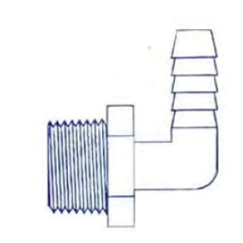 MA-LINE MA-22264 90 deg Elbow, Elbow Fitting, Connection Size 1: 1/4 in, Connection Type 1: Barbed, 90 deg Angle