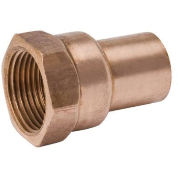 MUELLER INDUSTRIES W01531 Adapter, Adapter Fitting, Connection Size 1: 1/2 in, Connection Type 1: Fitting, Copper
