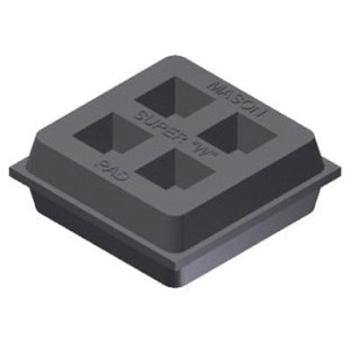 Mason Industries R2X2SW Waffle Pad, 180 lb Load, 3/4 in Height, 2 in Width, 2 in Depth, Natural Rubber