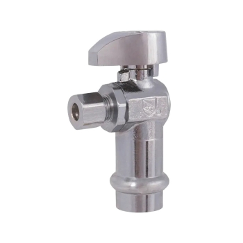 Matco-Norca™ 26-1015PLF 1/4 Turn Angle Supply Stop Valve, 1/2 in Inlet, Press Inlet, 1/4 in Outlet, Compression Outlet