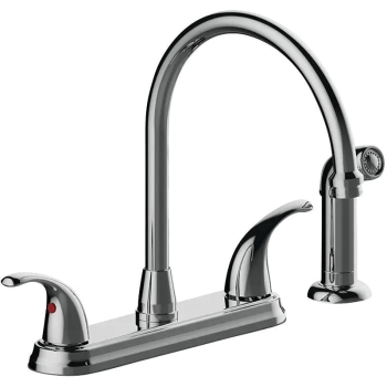 Matco-Norca™ LV-260C Kitchen Faucet, 2 Handles, 4 Holes, 1.5 gpm Flow Rate, Chrome, 8-3/8 in Spout Reach