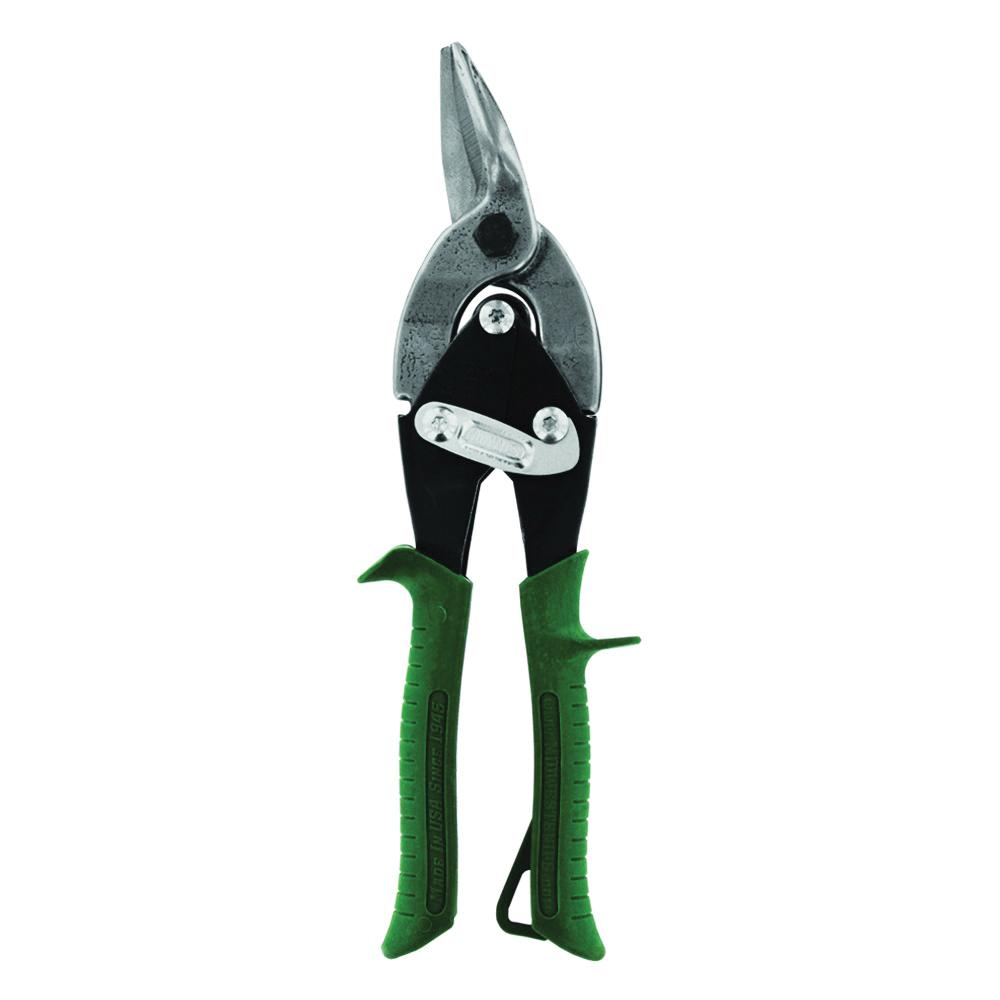 Midwest Snips® MWT-6716R Aviation Snip, Right, Straight Cut, Steel Blade, Ergonomic Handle, Green Handle