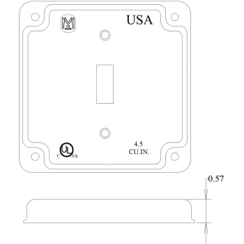 Mulberry 11401.0 Square Toggle Switch Cover, Steel, Surface Installation / Mounting, 4 in Height, 4 in Width, Galvanized