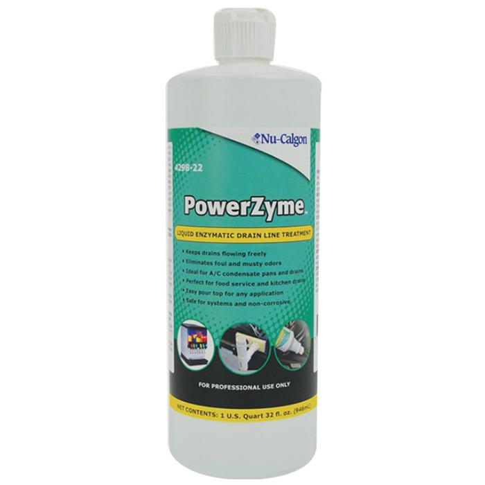 Nu-Calgon 4298-22 Powerzyme Enzymatic Liquid Drain Line Treatment, 32 Qt, Bottle, Liquid, Ready-to-Use