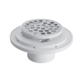 PASCO 8015 Shower Drain, For Pipe Size: 2 in, 3 in, IPS Outlet Connection, PVC Body, Plastic Grate, 4 in Grate