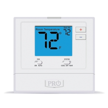PRO1® T701 Non-Programmable Thermostat, 1H/1C Stages, Battery, Hardwired Power Source, 4.4 in Height, 4.7 in Width