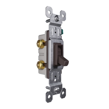 Pass & Seymour® Trademaster® 660G Grounding Toggle Switch, 120 V Control, 1 Poles, SPST Contact Configuration, Brown
