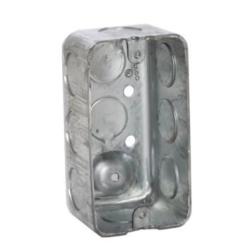 RACO® 660 Handy Box, Steel, 1 Gangs, 10 Knockouts, 13 cu-in Capacity, 4 in Height, 2-1/8 in Width, 1-7/8 in Depth
