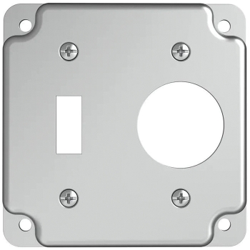 RACO® 805C Exposed Work Square Box Cover, Steel, 6.5 cu-in Capacity, 4 in Height, 4 in Width, Cover Function Type