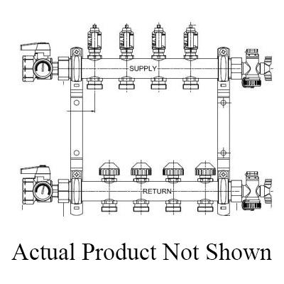 Rehau® PRO-BALANCE® 240061-100 Manifold, BSPT x FNPT, Brass, 20 gpm, 6-Outlet