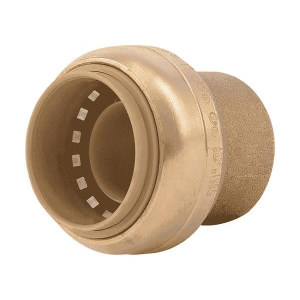 SharkBite™ U520LF End Cap, 1 in Push-to-Connect, Brass, Chrome-Plated/Natural Brass