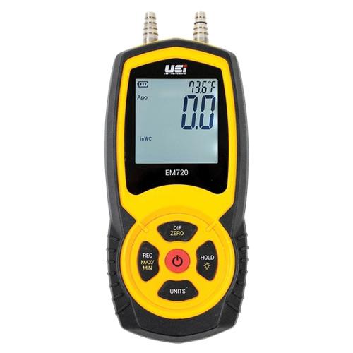 UEi TEST INSTRUMENTS™ EM720 Differential Manometer, +/-80 in-WC Measuring Range, +/-0.03 <3 in-WC Accuracy