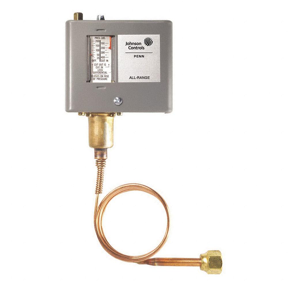 Johnson Controls P70 Series P70CA-3C Penn Pressure Control, 120/208/240 VAC, 1/4 in Flared Nut, SPST, 50 to 500 psi