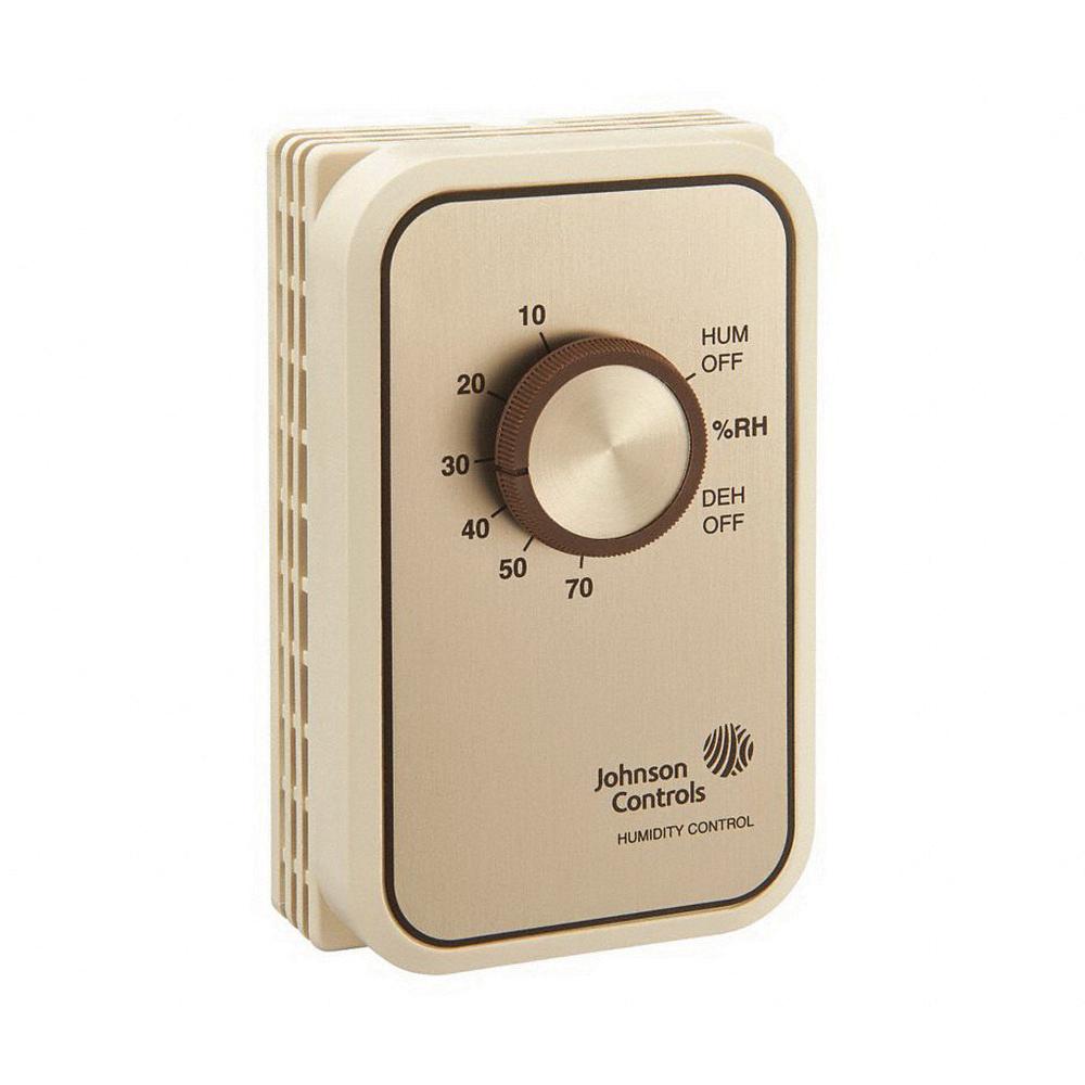 Johnson Controls W43A-14C Humidistat Control, 0 - 70% Relative Humidity Adjustable, Snap Action, SPDT, 120/208/240 VAC
