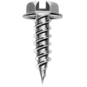 DiversiTech® 6856H Sheet Metal Screw, #10 Thread, 1 in OAL, Hex Head, 5/16 in Drive, Slotted Drive, Steel, Zinc-Plated