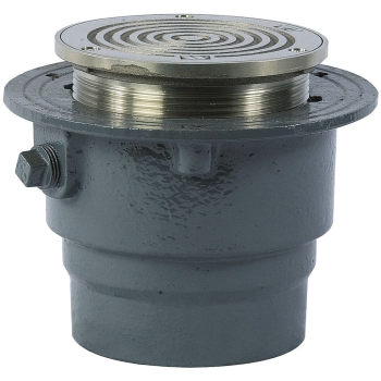WATTS® CO-204P-R Floor Cleanout With Round Top, 4 in Connection, Push-On Connection Type, Iron Body