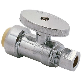 WOLVERINE BRASS® 54071NLW 1/4-Turn Straight Stop, 1/2 in Inlet Connection, Compression Inlet Connection, Straight Valve