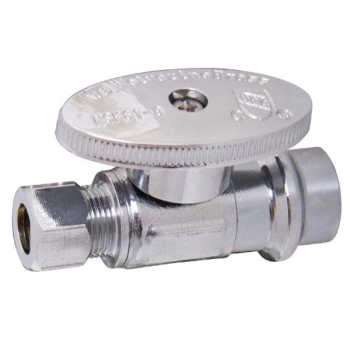 WOLVERINE BRASS® 56357 1/4-Turn Straight Stop, 1/2 in Inlet Connection, Press Inlet Connection, 3/8 in Outlet Connection