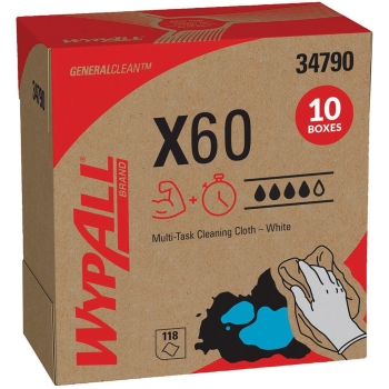 WYPALL® GeneralClean™ X60 34790 Multi-Task Cleaning Cloth, White, Cellulose/Polypropylene, 16.8 in Length, 8.34 in Width