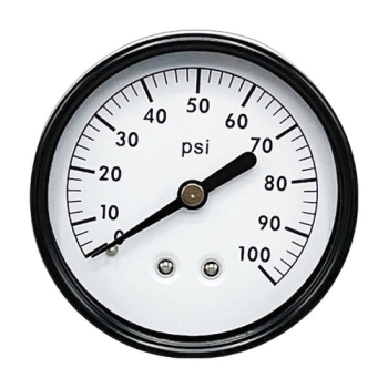 Wal-Rich 1714004 Back Outlet Pressure Gauge, 0 to 100 psi, Bourdon Tube, 2-1/2 in Dial, 1/4 in, NPT, Brass, Back