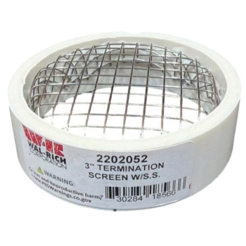 Wal-Rich 2202052 Termination Screen, 3 in, Stainless Steel/PVC, Use With: D/V Pipings