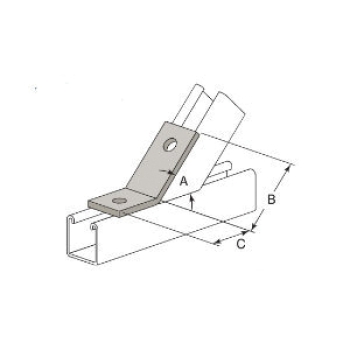 Wesanco-ZSI W5425EG 2-Hole Open Angle Connector, Electro-Galvanized, 45 deg Angle, Connector Function Type