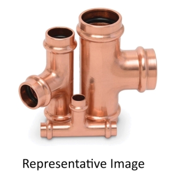 ZoomLock® 870707 Tee, 1-1/8 in, Press-to-Connect, 700 psi Max Working Pressure, Tee, 1-1/8 in, Press-to-Connect, Copper