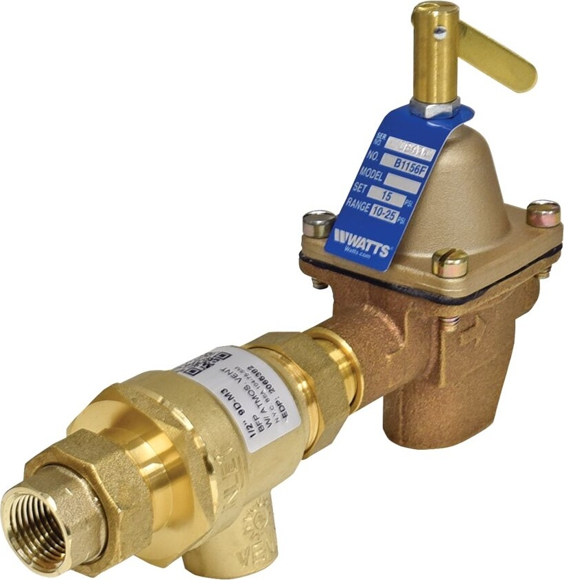 WATTS® 386473 B911T-M3 Series Backflow Preventer With Fill Valve - 1/2 In, Press