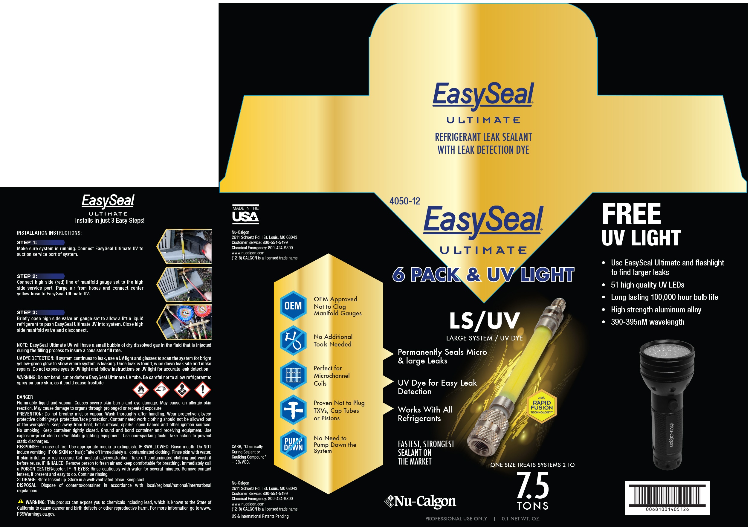 Nu-Calgon 4050-05 Easyseal Ultimate Ss Refrigerant Leak Sealant - Treats Up To 2 Tons