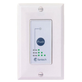 fantech® 44794 Pushbutton Timer, 12 V, Screw Terminal Electrical Connection, 20/40/60 min Response, 4-1/8 in Height