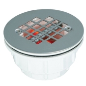AB&A™ 63500 Receptor Base Shower Drain, For Pipe Size: 2 in, PVC Body, Stainless Steel Grate, Round, 4-1/4 in Grate