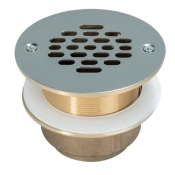 AB&A™ 67039 Shower Drain, For Pipe Size: 2 in, IPS Outlet Connection, Bronze Body, Stainless Steel Grate, Round, Chrome