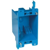 Carlon® B114R Outlet Box With (2) Clamps, PVC, 1 Gangs, 14 cu-in Capacity, 4-1/8 in Height, 2-1/4 in Width, Blue