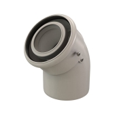 Centrotherm ICEL2445 Concentric Elbow, 4 in Intake, 2 in Exhaust, PP, White, 4-1/2 in Height, 5.4 in Width, 6.9 in Depth
