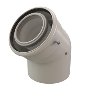 Centrotherm ICEL3545 Concentric Elbow, 5 in Intake, 3 in Exhaust, PP, White, 5-1/2 in Height, 7 in Width, 8.3 in Depth