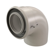 Centrotherm ICEL3587 Concentric Elbow, 5 in Intake, 3 in Exhaust, PP, White, 5-1/2 in Height, 7.9 in Width, 8 in Depth