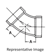 Charlotte Pipe ABS 321-2 DWV 1/8 Bend, Bend Fitting, Schedule/Class: SCH 40, Connection Size 1: 2 in, 45 deg Angle