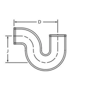 Charlotte Pipe NH 42-2 P-Trap, 2 in Inlet Connection, No-Hub Inlet Connection