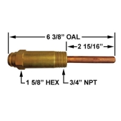 Crown Engineering PMW-3SE Aquastat Immersion Extended Well, Connection Size 1: 3/4 in, Connection Type 1: NPT