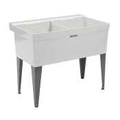 ELM® DURASTONE® UTILATWIN® 26F Double Laundry Tub, Fiberglass, 24 in Length, 40 in Width, 14-3/8 in Depth, White